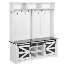 Portemanteau - DUOKU - VVSC001 - Blanc - Avec Banc et Rangement - Éclairage USB