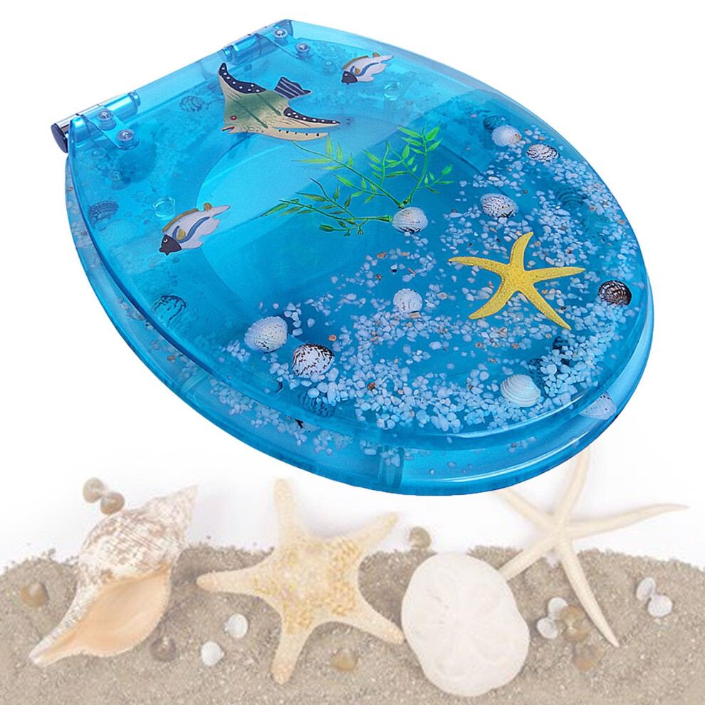 Toilet Seat Softclose Adjustable Hinges Resin Material Quickrelease Removable Lid Blue Bream 9347817838718
