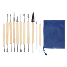 Tonmodellierwerkzeug-Set, doppelseitig mit glatten Holzgriffen, inklusive rostbeständiger Edelstahlköpfe zum Schnitzen, Formen und Glätten¹¹