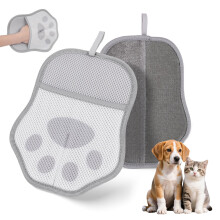 Pet Hair Removal Glove For Cats & Dogs, Electrostatic, Reusable & Washable, Grey, Couch, Furniture, Car Seat, Clothing