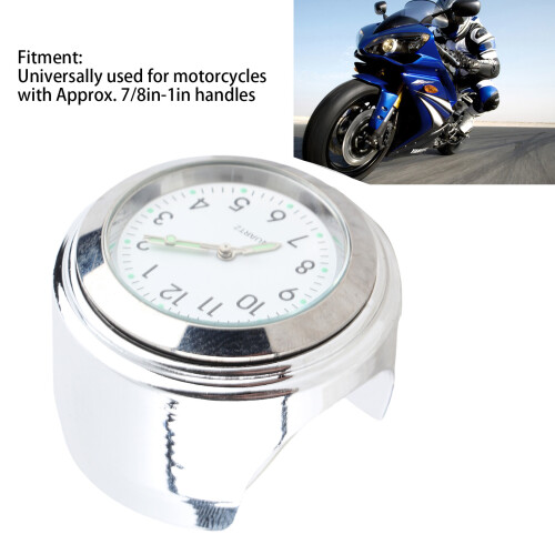 Shockproof Motorcycle Clock with Luminous Face 7/8in‑1in Bars Compatible 2