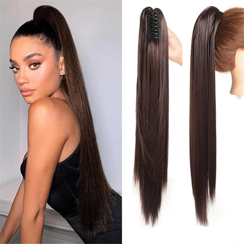 Ponytail Synthetic Fiber Clip-in Ponytail 70cm Straight Hairpiece 160g Brown for Natural look and Easy Styling