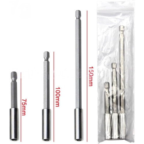 Quick Change 3PC Extension Rod Set 1/4Inch Hex Shank for Screwdriver Bits Compatible with Various Drills 1