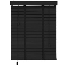 Wooden Venetian Blinds Black 60x150 Cm Wide 85135 Cm RoomDarkening Includes Fittings & Pull Cord