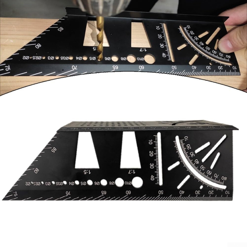 Multifunctional Angle Ruler 45/90 Degrees Marking Template Tool Aluminum Abs 215Mm Measuring Square For Dovetail Joints 9187378603451