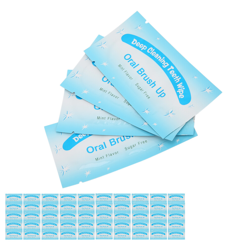 50pcs Disposable Finger Teeth Wipes for Travel, Dental Cleaning