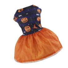 Hunde-Kürbis-Kleid. Coole Halloween-Kleid-Outfits-Mesh orange S