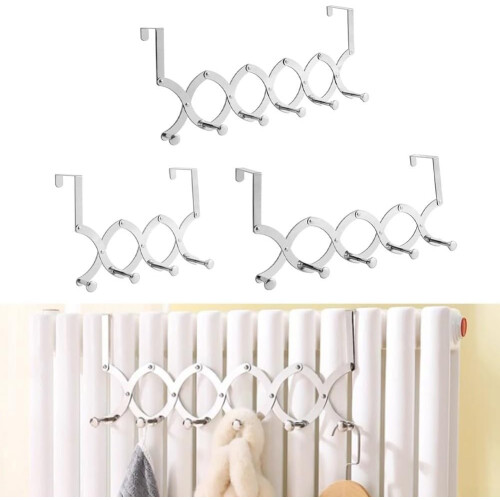 Retractable Clothes Drying Rack Stainless Steel Radiator Hooks Five Hooks 2