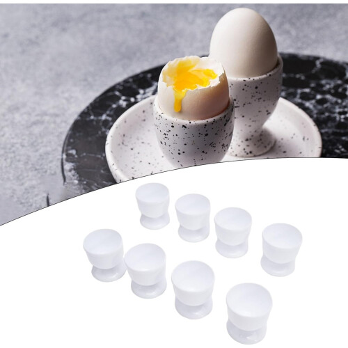 Egg Cup Holder Set White Plastic 8Piece Lightweight Boiled Egg Cups For Breakfast And Dining Kitchen Gadgets 1