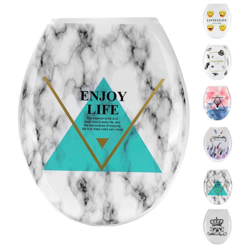 Toilet Seat Universal Utype Pp Panel Thickened Replacement Easy To Assemble With Printed Design Bathroom 9347817841176