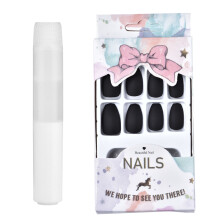 Faux ongles réutilisables style gothique sorcière, courts et carrés, à coller, au design unique et faciles à porter, parfaits pour les fêtes