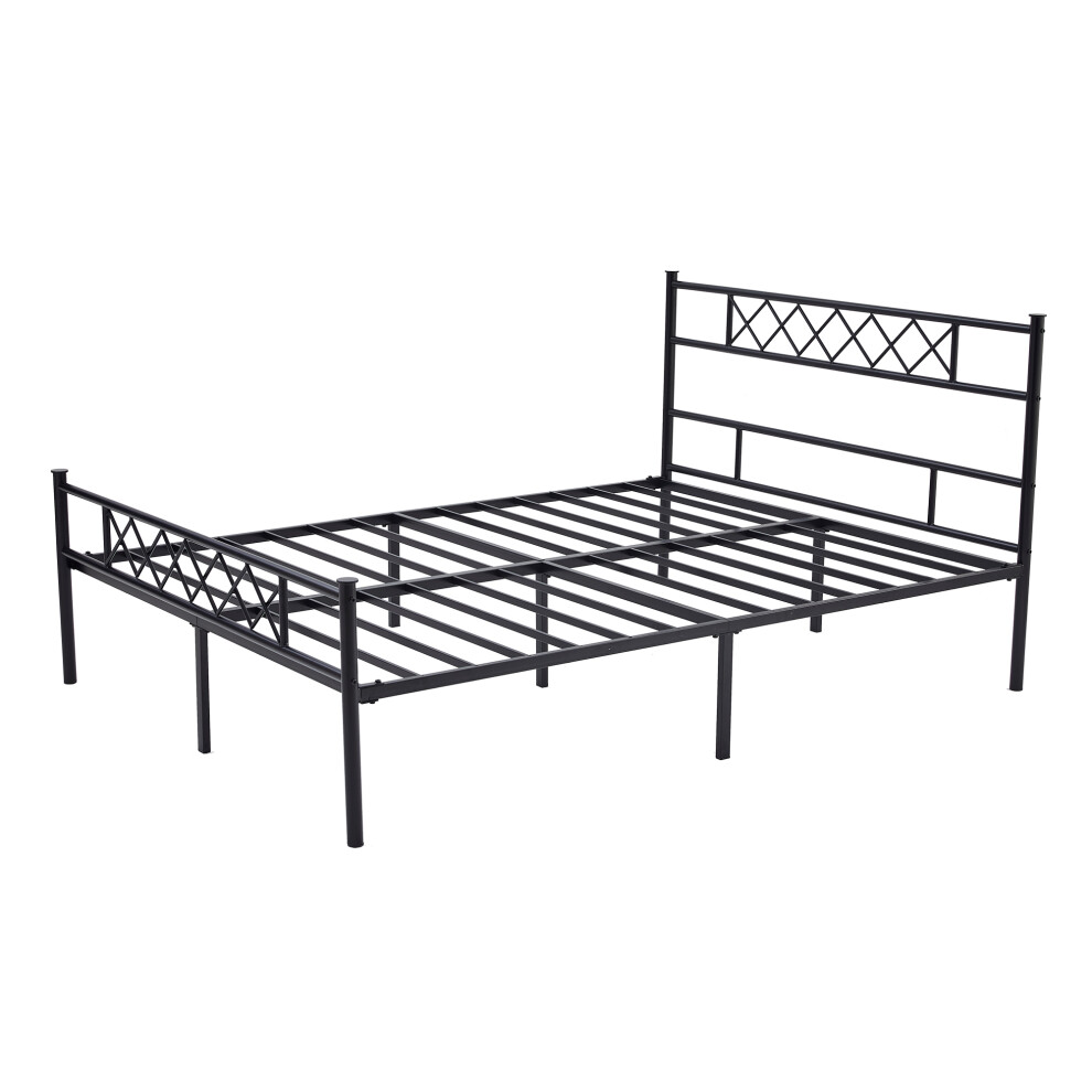 Mcc Metal Bed Frame W/Cross-Design Headboard, Footboard And Underbed Storage Space Felix King Black