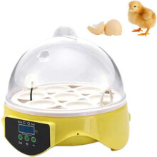 Automatic 7Egg Digital Mini Egg Incubator, Transparent General Purpose For Chickens Ducks Quail Turkeys Birds Yellow