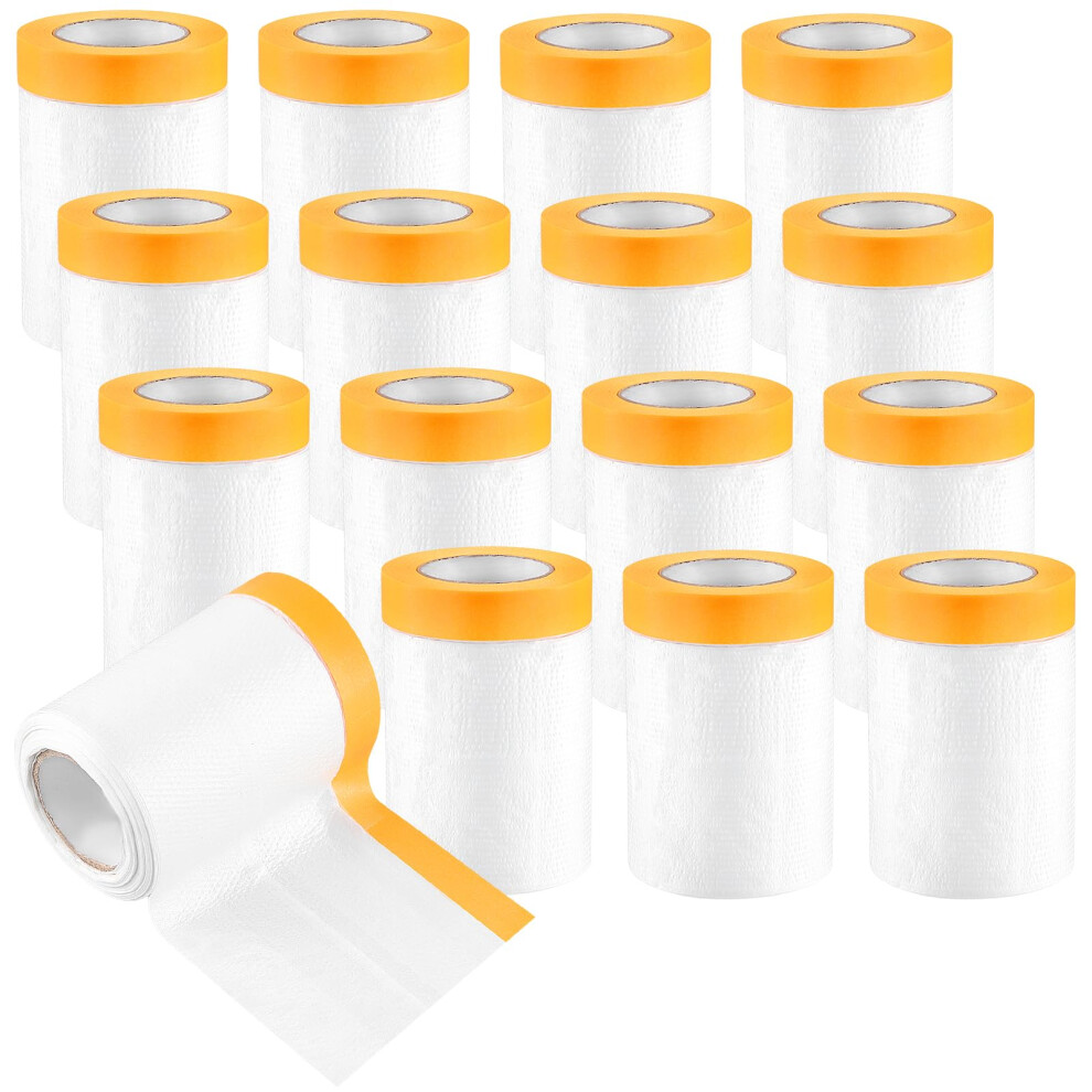 16 Pack Pretaped Plastic Dust Sheet Rolls 55Cm X 20M Selfadhesive Masking Film For Painting And Furniture Protection 9347817835687