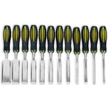 Wood Chisel Set 12 Pieces Carbon Steel With Striking Cap And Strong Grip For Woodcarving And Carpentry Woodturning