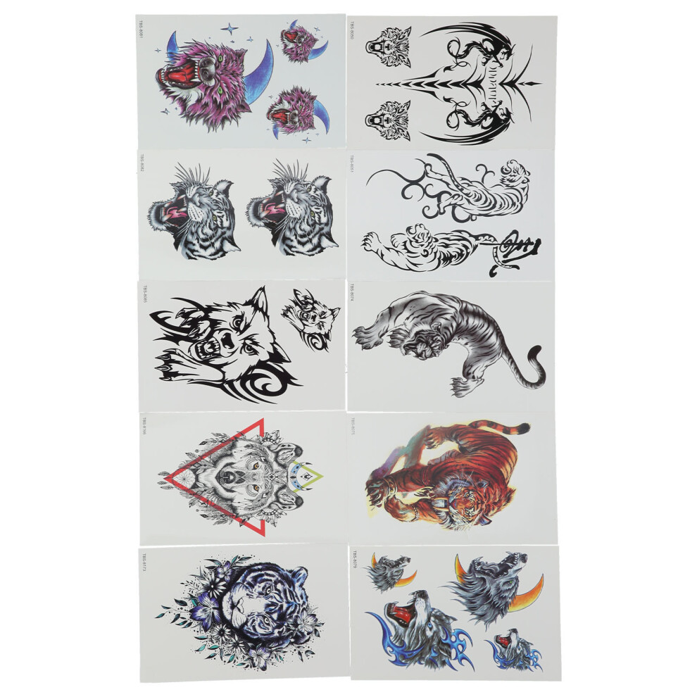 Long Lasting 10pcs Waterproof Temporary Tattoos Stickers Fake Tattoo Set