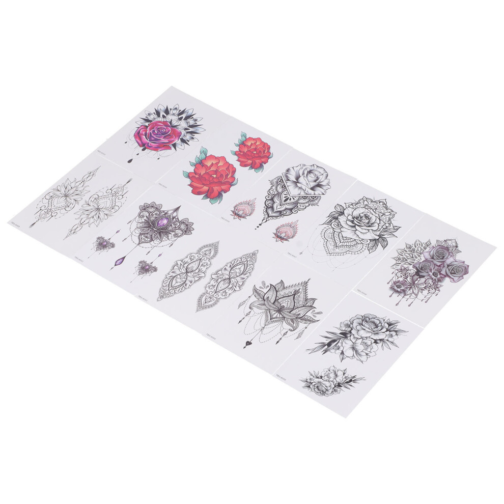 10pcs Flower Temporary Tattoos Waterproof & Removable for Women