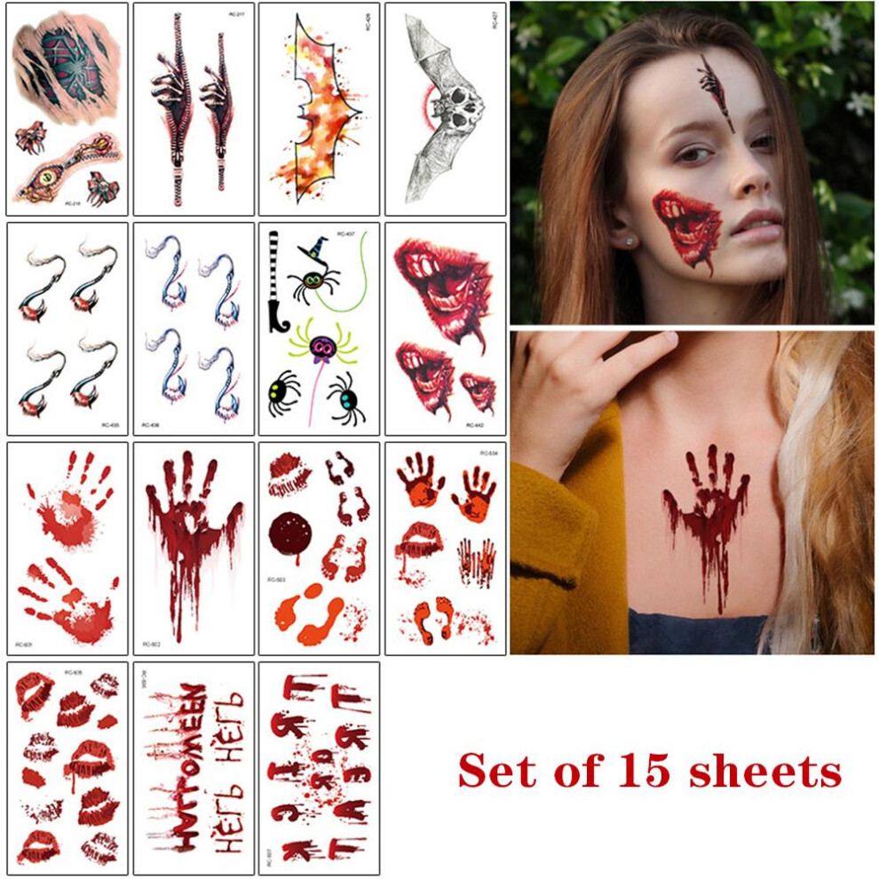 High-Quality Halloween Decoration, Unique Design Temporary Tattoos, Realistic Look Semi Permanent, Safe Non-Toxic Ink Environmental Friendly,