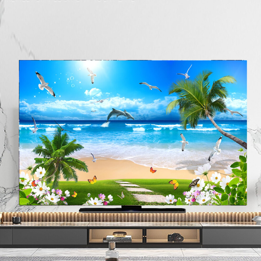 Tv Dust Cover With Uv Protection, Breathable Flannel Screen Protector For 5860In Flat And Curved Tv 9347817837179