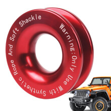 Recovery Ring 41000 lbs Aluminum Soft Snatch Block for ATV UTV OffRoad Towing 3/8 1/2 Rope Red