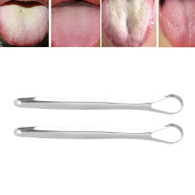 2pcs Adult Stainless Steel Tongue Scraper Reusable Breath Freshener