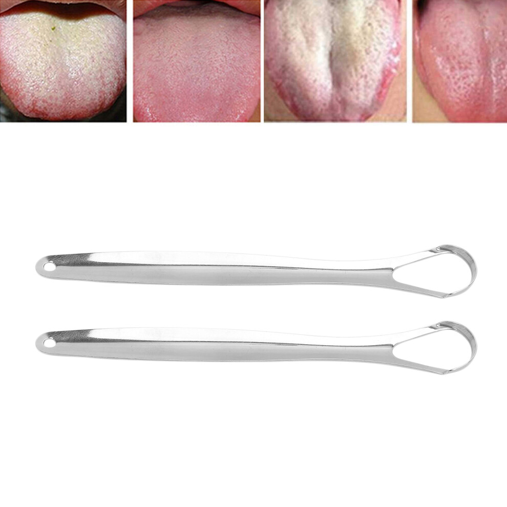 2pcs Adult Stainless Steel Tongue Scraper Reusable Breath Freshener