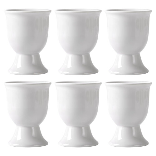 Set Of 6 White Ceramic Egg Cups Easter Decor Egg Cup Holders, MultiPurpose For Small Drinks, Dishwasher Safe