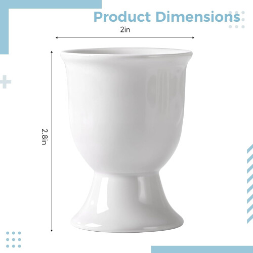 Set Of 6 White Ceramic Egg Cups Easter Decor Egg Cup Holders, MultiPurpose For Small Drinks, Dishwasher Safe 1
