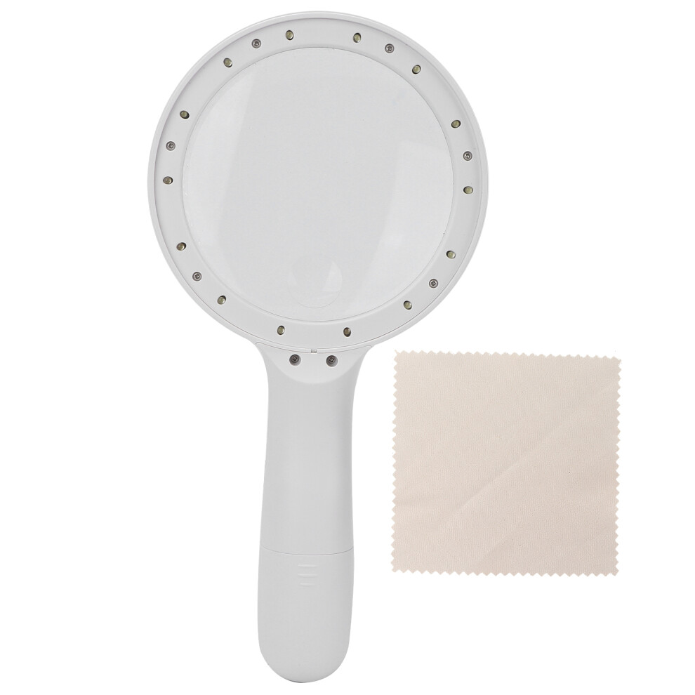 Ergonomic Illuminated Magnifier with 2X Main Lens & 6X Auxiliary Lens, Fashionable & Portable Magnifying Glass for Seniors, Children, and