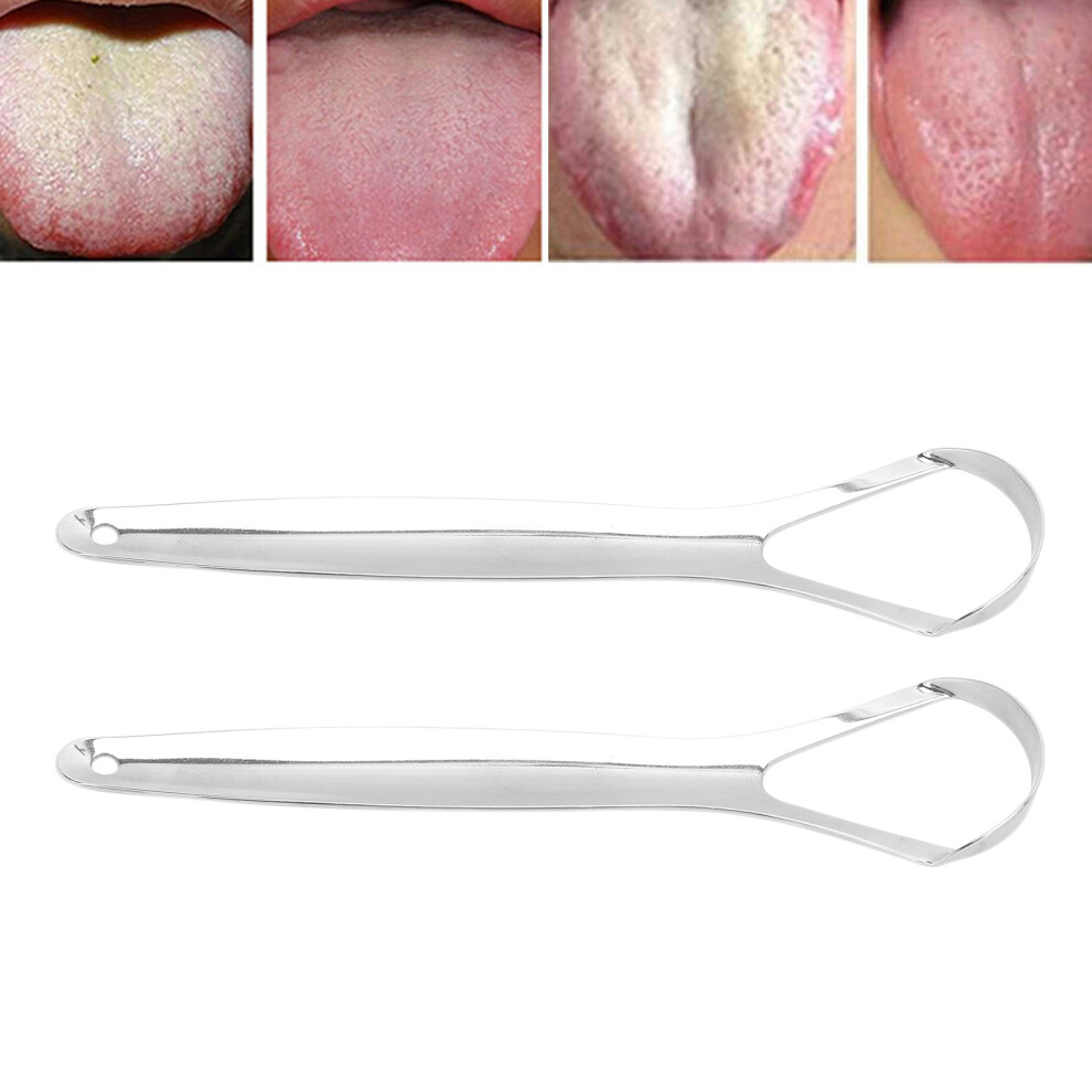 Reusable Adult Tongue Scraper 2pcs Stainless Steel Fresh Breath Tool