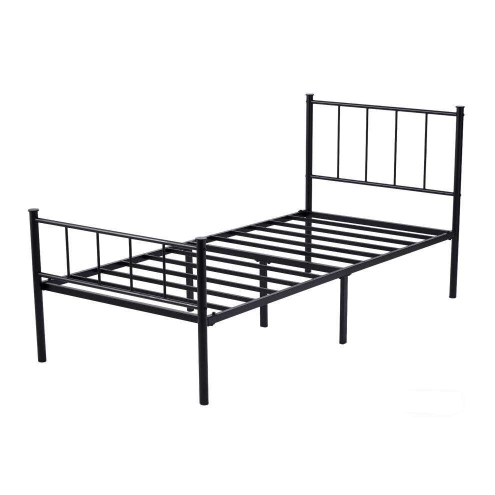 New Mcc Metal Bed Frame W/Headboard, Footboard, Metal Slatted & Underbed Storage Space Finn Single Black