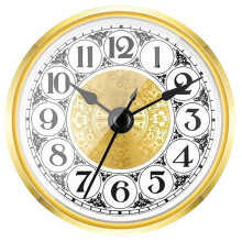 Clock Insert with Elegant Gold Trim and Roman Numerals for Kitchen and Office Replacement