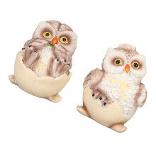Adorable set di 2 ornamenti da scrivania a forma di gufi con guscio d'uovo, perfetti per decorare l'ufficio e il soggiorno