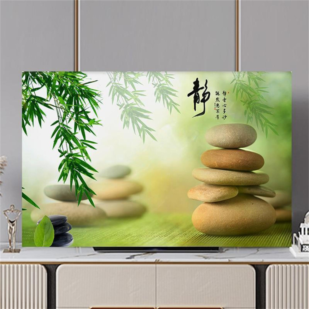 Tv Dust Cover 65 Inch Leaves, Breathable Elastic Fabric Screen Protector, Full Dust Protection Green 9199774252201
