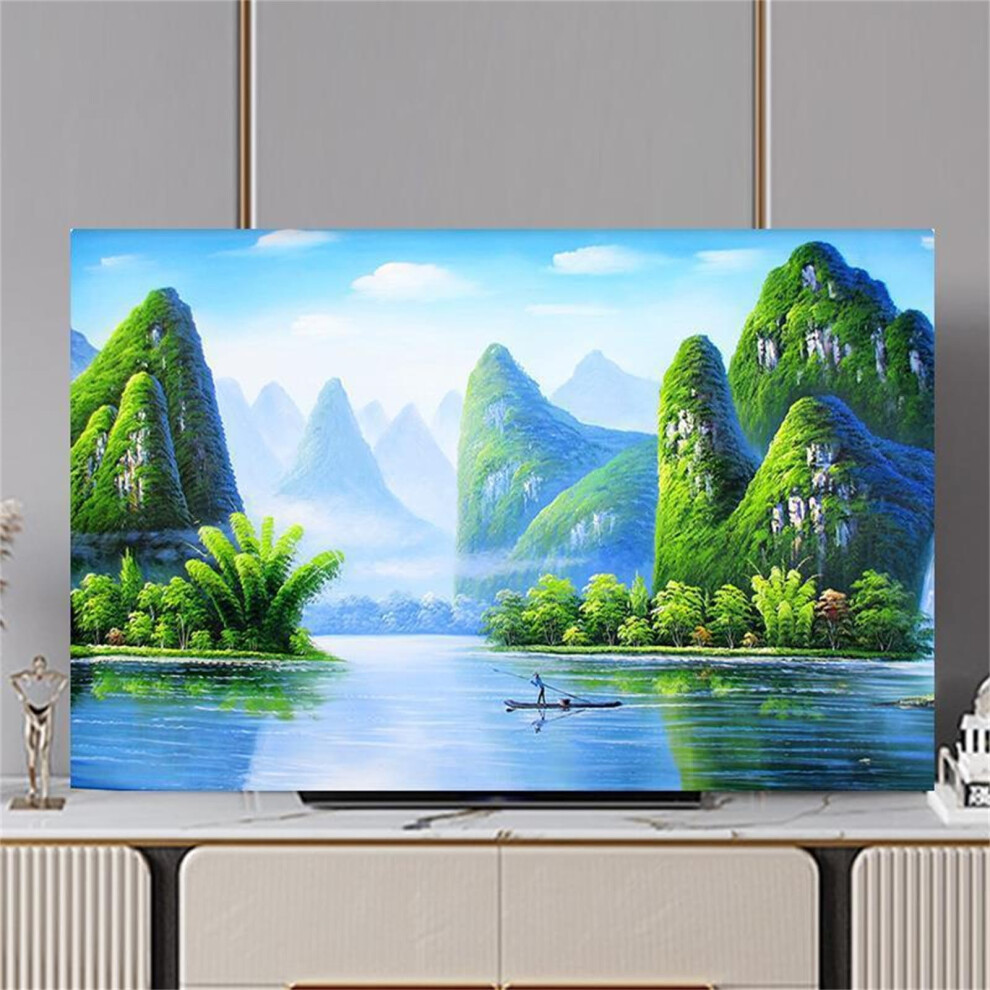 Tv Dust Cover 3739 Inch, Universal Screen Protector With 3D Mountain Design, Breathable Elastic Fabric 9199774252362
