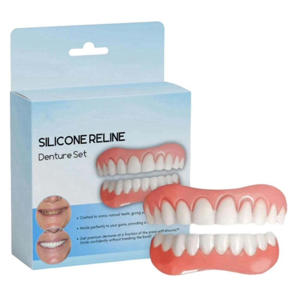 Silicone Dentures and Soft Reline Kit for Comfort Fit, Secure Hold, and Smile Enhancement