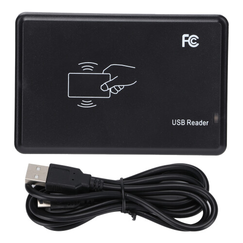 Leitor RFID Plug and Play com interface USB. Construção robusta em ABS. Buzzer integrado para feedback instantâneo. Leitor de alta qualidade