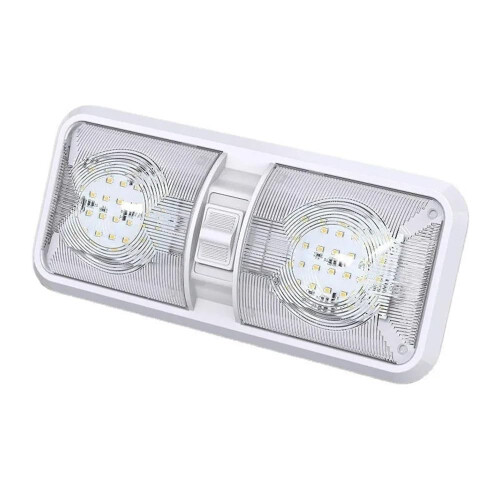 LED RV Interior Light 12V 24V Double Dome Ceiling Lamp Adjustable Brightness for Camper