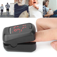 Schwarzer Fingertip-Puls-Oximeter mit OLED-Anzeige, 58x34x36 mm