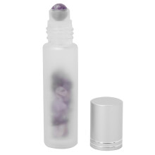 Flaskor med eterisk olja, 10 ml, bärbar storlek, läckagesäker med trumlade ädelstensflisor, korrosionsbeständig frostad glasdesign, värdeset