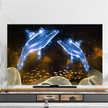 TV Dust Cover with Dolphin 3D Landscape, Universal Elastic Screen Protector for 75 Inch TV