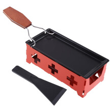 Raclette Grill with NonStick Plate, Compact Foldable CandlePowered Cheese Melter for Home and Travel