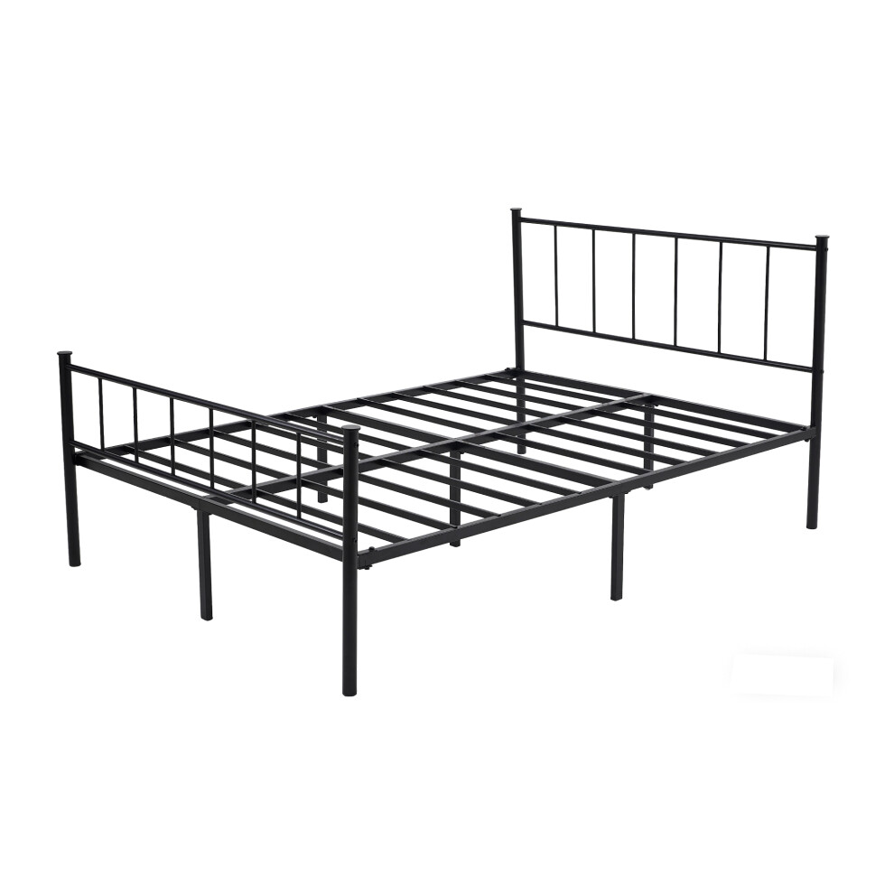 New Mcc Metal Bed Frame W/Headboard, Footboard, Metal Slatted & Underbed Storage Space Finn Double Black