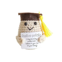 Cute Crochet Graduation Potato Plush with Positive Card, Handmade Gift for Friends and Family