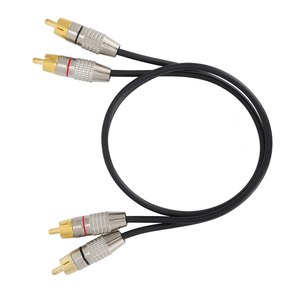 Audio Cable 2Rca Male To Male Aluminum Alloy 0.5M / 1.6Ft For Xbox 360 Black 7681377551840