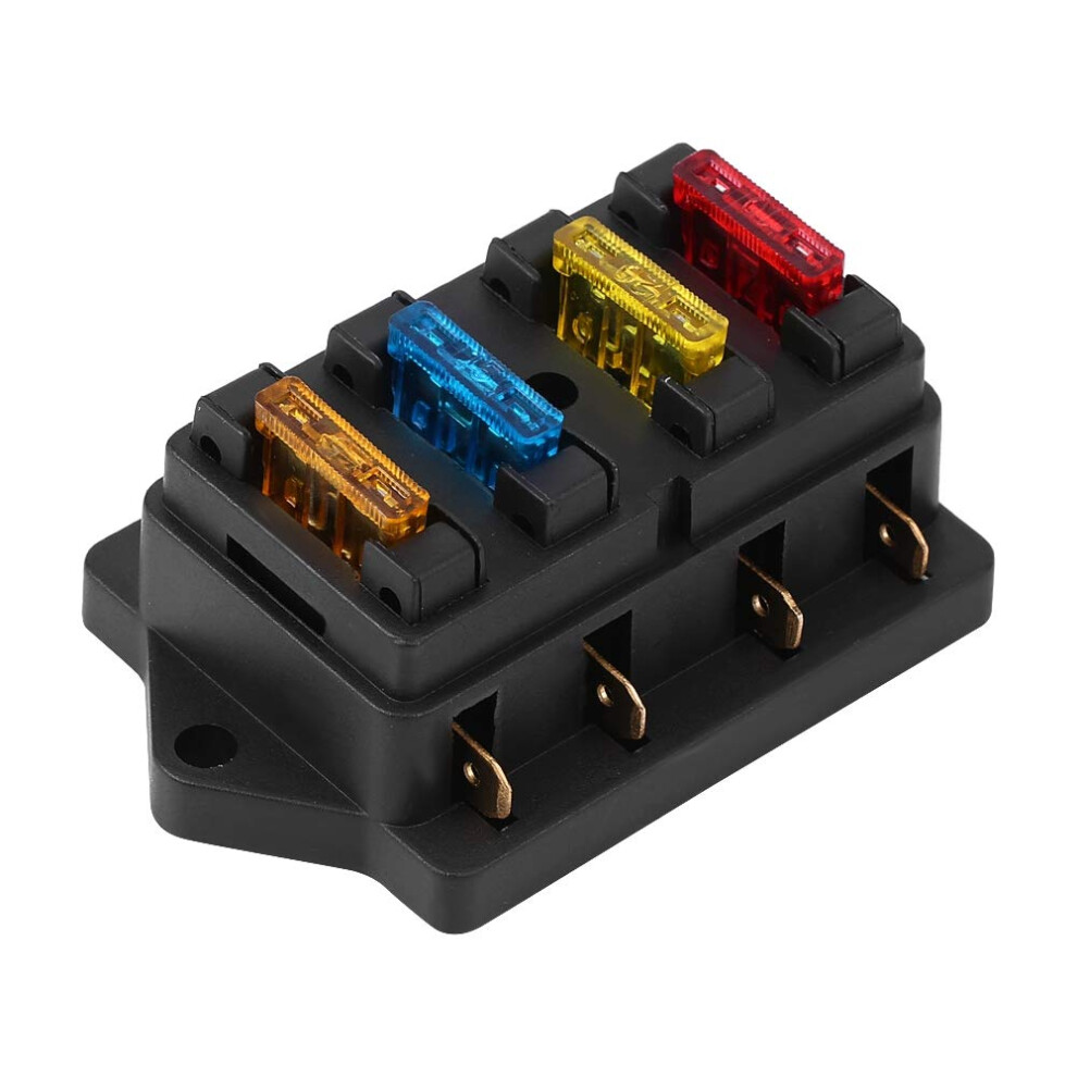 1224V 4 Way Car Fuse Box With Assorted Blade Fuses, Overload Protection For Truck And Boat 9347817841404