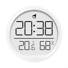 Indoor Clock WallMount Temperature And Humidity Monitor White Finish