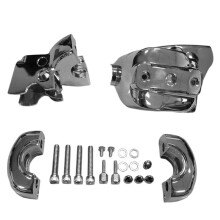 Chrome Handlebar Control Dress- Cover Kit for 96-14 Softails 96-17 Dynas 96-03 Front Clutch Handle Bar Cover