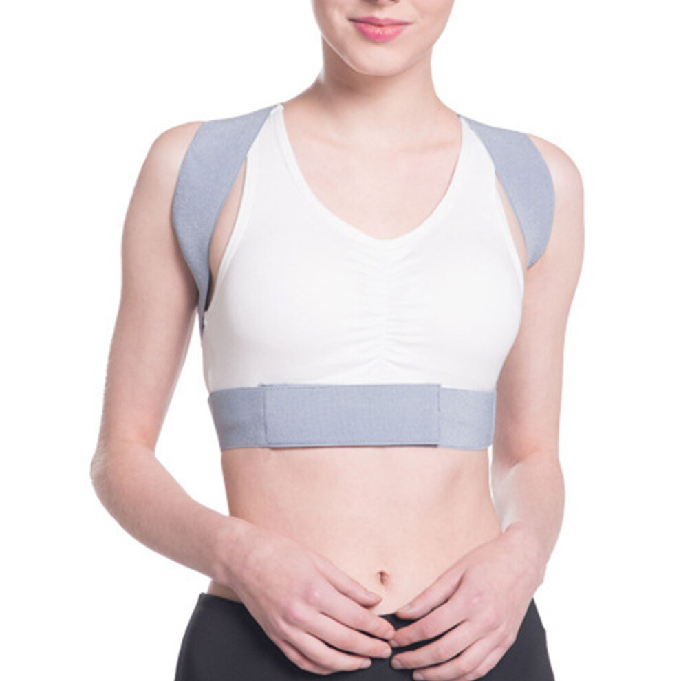 Gray Posture Corrector Thoracic Back Support, Adjustable Invisible Design Breathable Neoprene, Shoulder Brace Comfortable Easy Adjustment Muscle