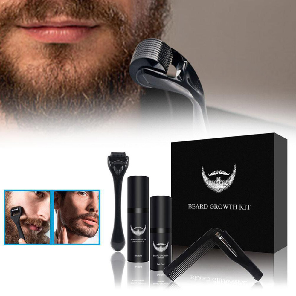 Beard Growth Kit For Men Including Beard Roller And Serum For Fuller Beard Premium Beard Oil With Natural Ingredients Patchy Beard Solution Grooming